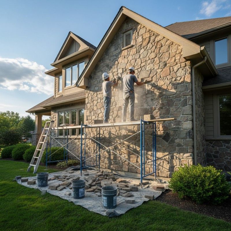Stone Chimney Installation detail